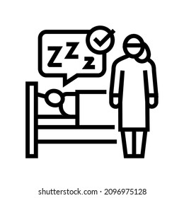 watching sleeping child line icon vector. watching sleeping child sign. isolated contour symbol black illustration