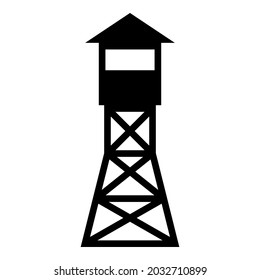 Watching tower Overview forest ranger fire site icon black color vector illustration flat style image