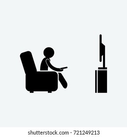watching tv icon vector