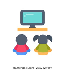 Watching Tv icon in vector. Illustration