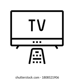 watching tv line icon vector. watching tv sign. isolated contour symbol black illustration