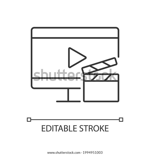 Watching Tv Linear Icon Television Show Stock Vector (Royalty Free ...