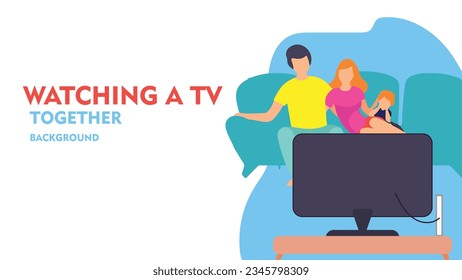 Fernseher, Vektorhintergrund, Abbildung mit Familie