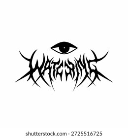 Betrachten Typografie Vektor in einer auffälligen und intensiven dunklen Metall Symmetrie mit Auge. Schriftstil für T-Shirt Print Bekleidung