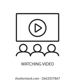 Watching vide thin line vector icons.