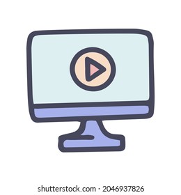 watching video color vector doodle simple icon