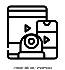 watching video from gadget line icon vector. watching video from gadget sign. isolated contour symbol black illustration