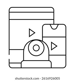 watching video from gadget line icon vector. watching video from gadget sign. isolated contour symbol black illustration