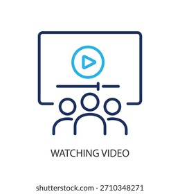 Watching video thin line icons. Original vector illustration.