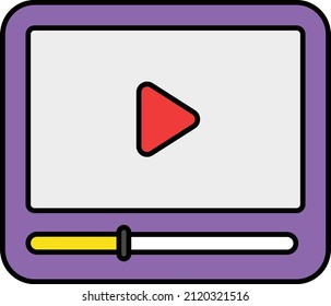 Watching videos Using Tab Vector Icon Design, Video blogger Symbol, vlogger or videography equipment Sign, motion pictures and film maker Stock illustration, Video Player App for Tablet Concept, 