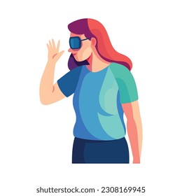 Watching virtual reality simulator icon isolated