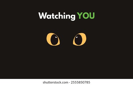 
Watching you cat eyes dark wallpaper vector illustration for use.