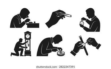 Watchmaker repairing clocks and timepieces