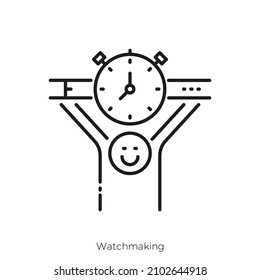 Watchmaking icon. Outline style icon design isolated on white background