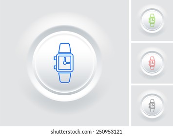 Watchon White Bevel Round Buttons