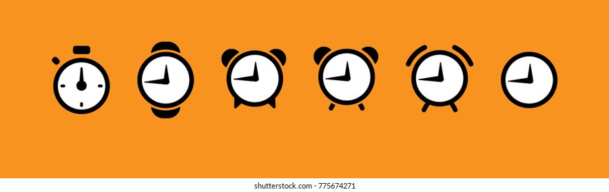 Watchs and clocks icon collection, time symbol