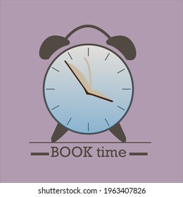 Watchs vector illustration. Book arrows design. Alarm clock picture. Read time art. Logotype for equities. Signs and stickers with book arrows. Book time announcement. A call to read. Advert to start