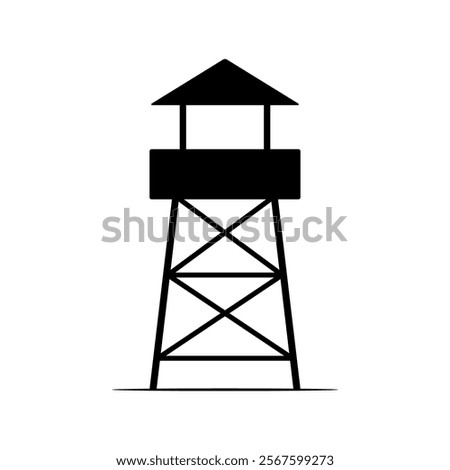 Watchtower icon. Black silhouette. Front side view. Vector simple flat graphic illustration. Isolated object on white background. Isolate.
