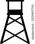 Watchtower icon vector illustration. Guard tower silhouette for icon, symbol or sign. Guard post symbol for design about security, military, safety, jail, prison and patrol