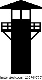 Watchtower icon vector illustration. Guard tower silhouette for icon, symbol or sign. Guard post symbol for design about security, military, safety, jail, prison and patrol