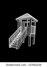 watchtower in night isolated on black background vector