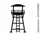 Watchtower silhouette vector. Guard tower silhouette can be used as icon, symbol or sign. Guard post icon for design of military, security or defense