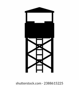 Watchtower silhouette vector. Guard tower silhouette can be used as icon, symbol or sign. Guard post icon vector for design of military, security or defense