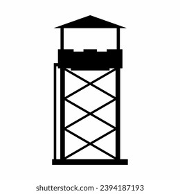 Watchtower silhouette vector. Guard tower silhouette can be used as icon, symbol or sign. Guard post icon vector for design of military, security or defense