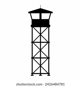 Watchtower silhouette vector. Guard tower silhouette can be used as icon, symbol or sign. Guard post icon for design of military, security or defense