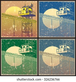 Watchtower. Vector illustration stylized as old posters