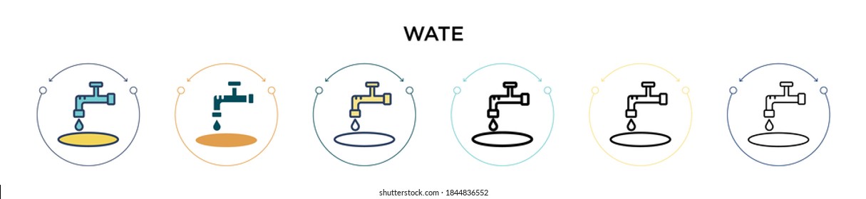 Wate icon in filled, thin line, outline and stroke style. Vector illustration of two colored and black wate vector icons designs can be used for mobile, ui, web