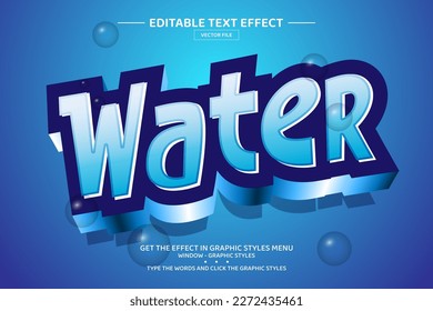 Water 3D editable text effect template