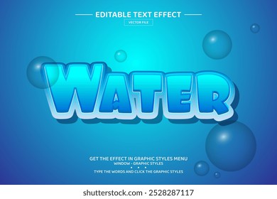 Water 3D editable text effect template