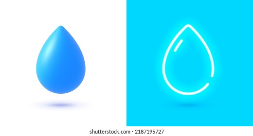 Water 3D neon, great design for any purposes. Vector illustration isolated