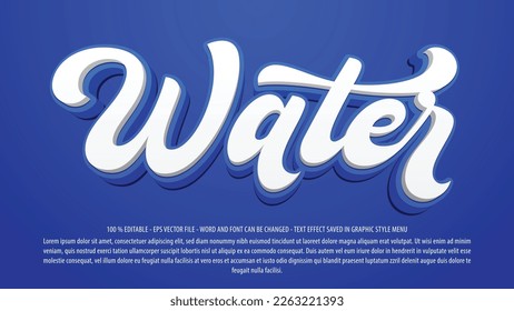 Agua 3d estilo editable plantilla de efectos de texto para uso en logotipo y marca comercial