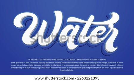 Water 3d style editable text effect template use for logo and business brand
