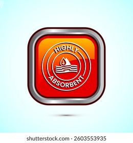 Water absorbent icon design illustration, Water drop absorb sign, symbol, Orange color square button design