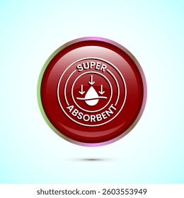 Water absorbent icon design illustration, Water drop absorb sign, symbol, Red color round button design