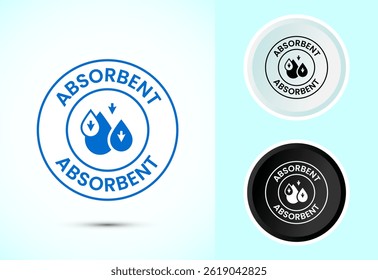 Water absorbent icon design illustration, Water drop absorb sign symbol in color black and white