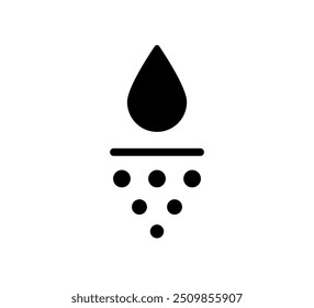 Icono absorbente de agua. Símbolo de hidratación profunda de la piel. Efecto de cuidado facial. Icono de piel hidratante. Gota de agua absorbe el signo. Ilustración vectorial aislada sobre fondo blanco.