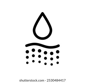 Icono absorbente de agua. Símbolo de hidratación profunda de la piel. Efecto de cuidado facial. Icono de piel hidratante. Gota de agua absorbe el signo. Ilustración vectorial aislada sobre fondo blanco.