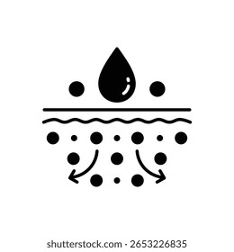 Símbolo de icono de flecha de caída de absorción de agua