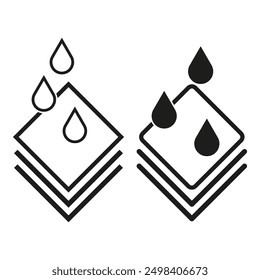 Water absorption icon. Droplet symbols. Vector graphic. Moisture concept.