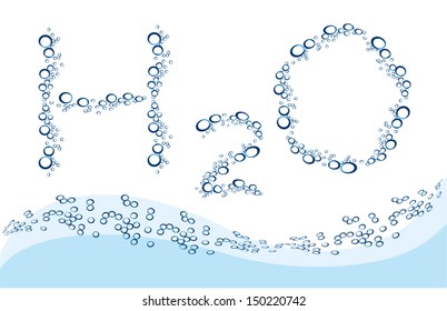 Water abstract background with letters H 2 O