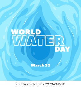 Water abstract background and text World Water Day. Banner, poster, flyer, website, leaflet. Vector illustration