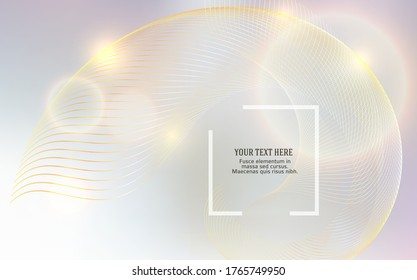 Water abstract blue background - soft, elegant and delicatewith beautiful golden lines & boke blur circle for cosmetics cream posters, placards and brochures. Eps10 vector illustration for event card