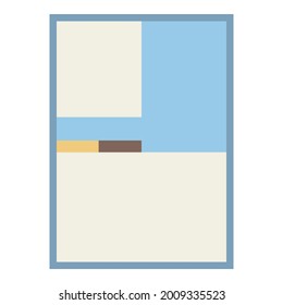 Water Abstract Geometric Wall Art. Mid Century Illustration in Minimal Style for house Decoration Background. Shape Art Set of soft color painting in boho style. poster template layouts.