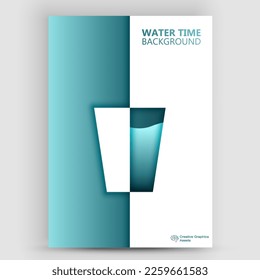 Water abstract silhouette template in minimalistic geometric flat style. Creative colorful composition. Branding concept for menu, cover, flyer, banner.
