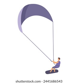 Water active kitesurfing icon cartoon vector. Wave ocean. Person wired sport