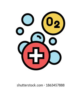 water adding oxygen color icon vector. water adding oxygen sign. isolated symbol illustration